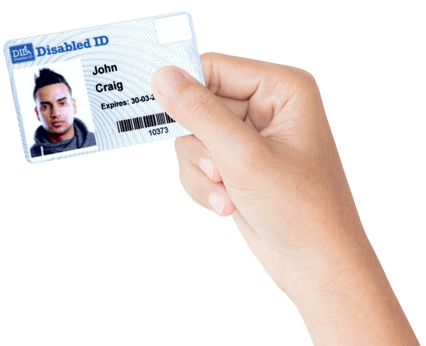 Hand holding a Disabled Identification (DID) Card