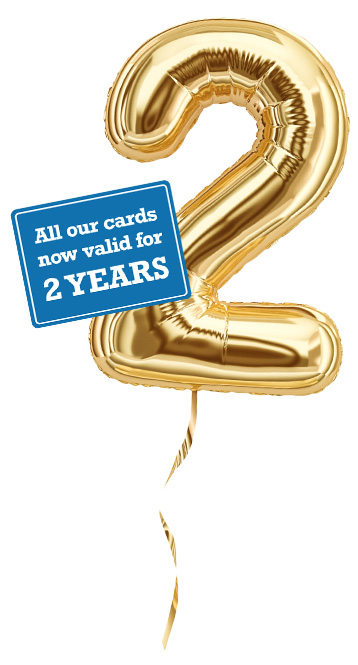 All Cards Valid for 2 years balloon